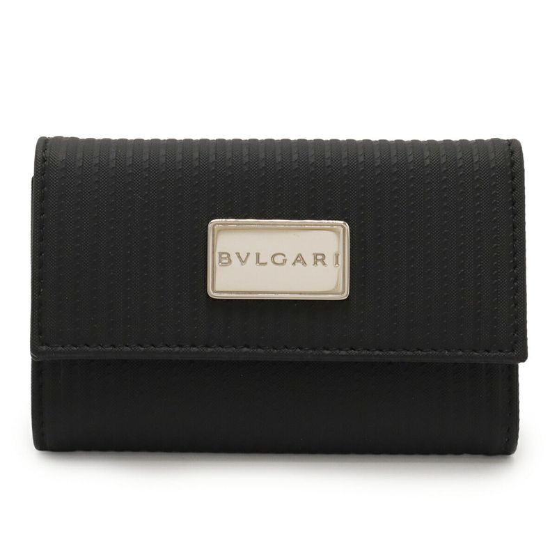 Bvlgari Mille Righe 6 Key Case Coated Canvas Leather